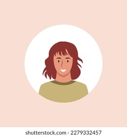 Profile image of woman avatar for social networks with half circle. Fashion vector. Bright vector illustration in trendy style.