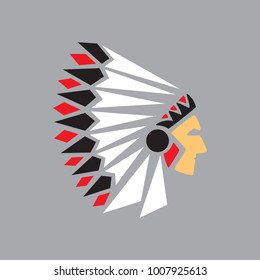 Profile of an Indian. Logo or icon.