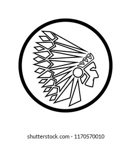 Profile of an Indian. Logo or icon. Vector illustration