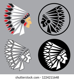 Profile of an Indian. Logo or icon. Vector illustration