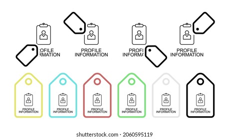 Profile information line vector icon in tag set illustration for ui and ux, website or mobile application