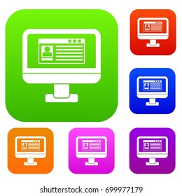 Profile information on monitor in simple style isolated on white background vector illustration