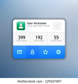 Profile interface. Minimal application for web or mobile devices.