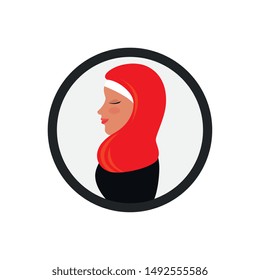 profile of islamic woman with traditional burka in circle