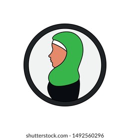 profile of islamic woman with traditional burka in circle