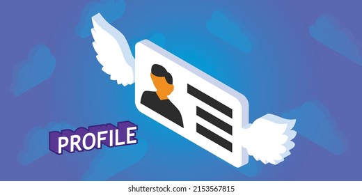 Profile isometric design icon. Vector web illustration. 3d colorful concept