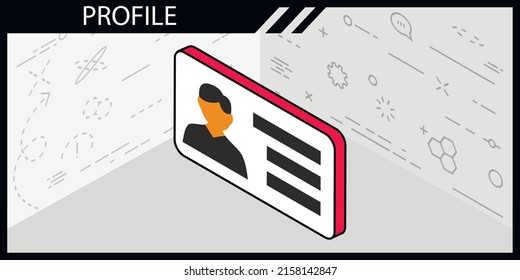Profile isometric design icon. Vector web illustration. 3d colorful concept