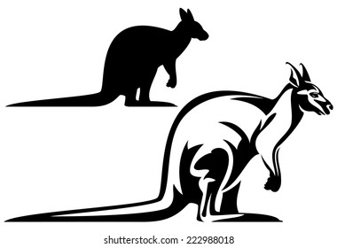 profile kangaroo black and white vector design - australian fauna