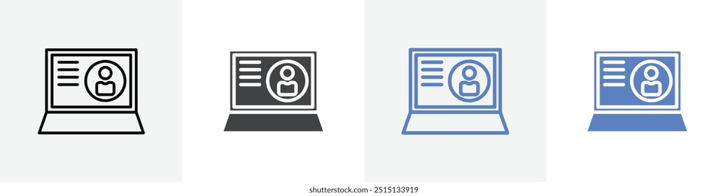 profile in laptop icon vector set use for web ui or app
