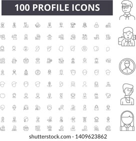 Profile line icons, signs, vector set, outline illustration concept 
