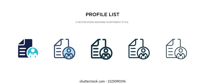 profile list icon in different style vector illustration. two colored and black profile list vector icons designed in filled, outline, line and stroke style can be used for web, mobile, ui