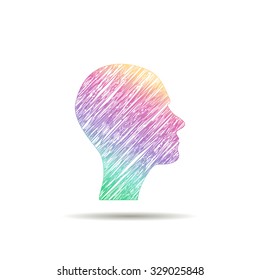 Profile logo man painted in colors of the rainbow