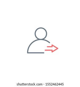 profile logout icon with arrow out, Editable stroke. Stock Vector illustration isolated on white background.