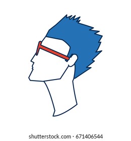 profile man avatar portrait with blue hair