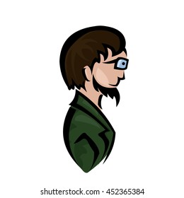 Profile of a man in glasses, head, face