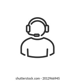 Profile of the man with headset. Man wearing a music headphone. Human head with headphones