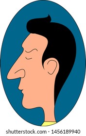 Profile of a man, illustration, vector on white background