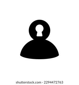 Profile of a man with a keyhole in his head.
