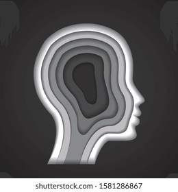 profile man with layers with black and gray colors. vector illustration