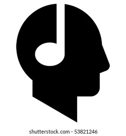 Profile of the man with note-headphones.