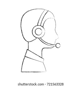 profile man operator of customer service with headset work