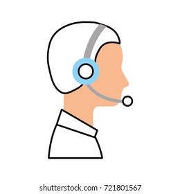 profile man operator of customer service with headset work