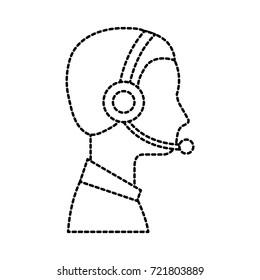 profile man operator of customer service with headset work