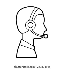 profile man operator of customer service with headset work