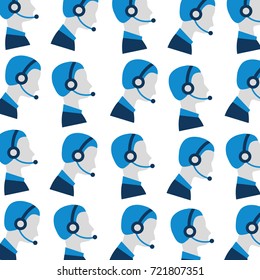 profile man operator of customer service seamless pattern