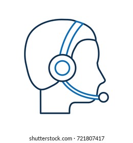 profile man operator of customer service with headset work