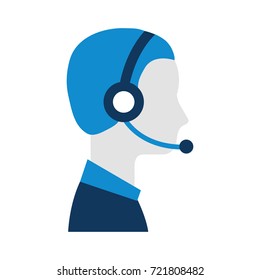 profile man operator of customer service with headset work