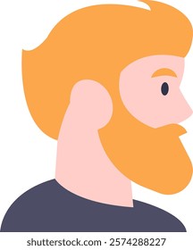 Profile of a man with vibrant red hair and a well groomed beard, wearing a dark shirt and looking confidently to the right, capturing a modern and stylish essence