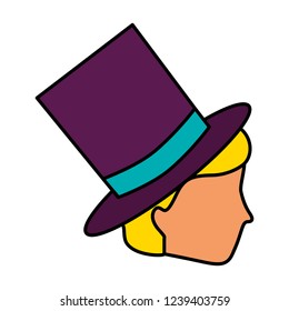 profile man wearing top hat