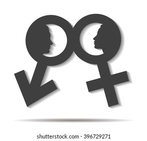 profile man and woman double shadow icon vector