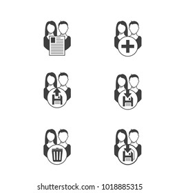 Profile management flat vector icons 