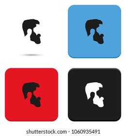 A profile of a mans face with beard flat vector icon.