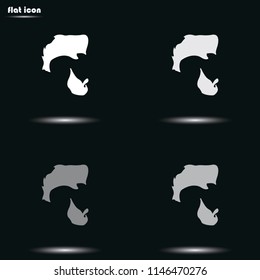 A profile of a mans face with beard flat grayscale vector icon. Messy Pomp hair style.