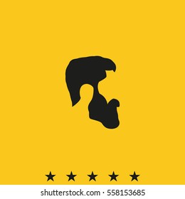 A profile of a mans face with beard icon.
