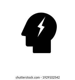 the profile of a man's head with a zipper inside. Stress, problem, idea. Black-and-white icon. Vector illustration