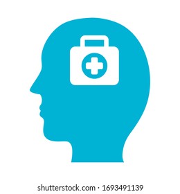profile with medical kit mental health silhouette style icon vvector illustration design