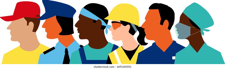 Profile of members of essential workforce, EPS 8 vector illustration  - Shutterstock ID 1691545591