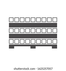 Profile metal pipe stacked in piles on a pallet  in flat style.Vector illustration.