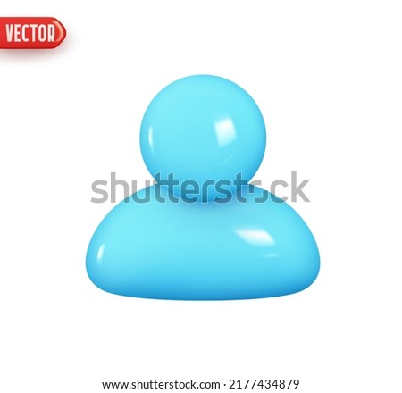 Profile one user person. Realistic 3d design element In plastic cartoon style. Icon isolated on white background. Vector illustration