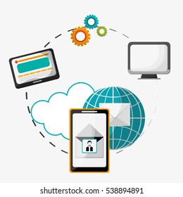 profile online globe connection cloud technology