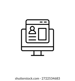 Profile Page Displayed on Computer Screen Line Icon Style