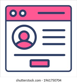 profile page flat line icon modern illustration