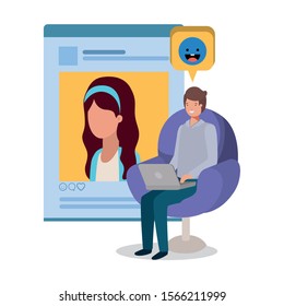 Profile page website design, Digital technology communication social media internet web and wireless theme Vector illustration