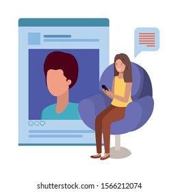 Profile page website design, Digital technology communication social media internet web and wireless theme Vector illustration