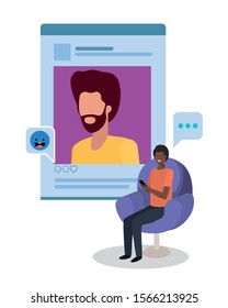Profile page website design, Digital technology communication social media internet web and wireless theme Vector illustration