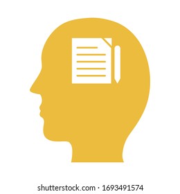 profile with paper and pencil mental health silhouette style icon vector illustration design